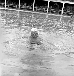 William Johnson 90 year old swimmer seen here taking exercise at his local pool
