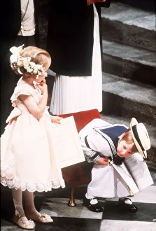 Monarchy Prints: William with Laura Fellows at wedding of Prince Andrew and Sarah Ferguson