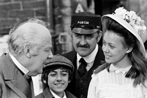 William Mervyn, Gary Warren, Bernard Cribbins and Jenny Agutter on the set of