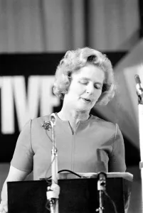 William Whitelaw and Margaret Thatcher meet young conservatives