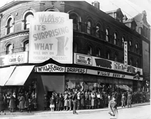 Queue Prints: Willis Ludlow store. Williss store on the corner of Carr Lane and Waterhouse Lane