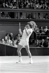 Mens Prints: Wimbledon 8th Day: Frawley on Mayotte: Jimmy Connors in action today against Amritraj