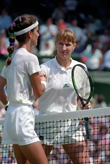 Wimbledon. Steffi Graf, Gabrilella Sabatini Action and Andre Agassi Marry Ho fernandez