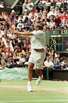 Images Dated 1st July 1991: Wimbledon Tennis. Andre Agassi in action. July 1991 91-4178-059