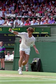 Wimbledon Tennis. Andre Agassi in action. July 1991 91-4218-016