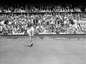 Wimbledon Tennis, Billie Jean Moffitt (later King) in play against Margaret Smith