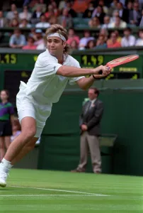 Wimbledon Tennis Championships. Andre Agassi in action. June 1991 91-4117-056