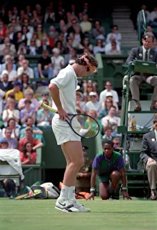 Wimbledon Tennis. A distraught John McEnroe losing to Stefan Edberg