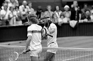 Images Dated 4th July 1981: Wimbledon Tennis: Mens Finals 1981: Bjorn Borg congratulates John McEnroe after