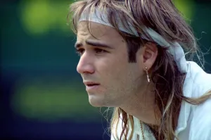 Wimbledon Tennis. Princess Diana Watching Andre Agassi In action. July 1991 91-4218-012
