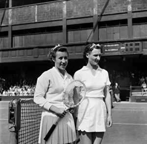 00014 Prints: Wimbledon - Wightman Cup Misses Maureen Connolly and J. j. Walker Smith