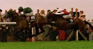 Racehorse Prints: Windsor Castle wins from Three Cheers in the Queens Vase at Royal Ascot June 1997