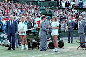 Grass Prints: Winner Steffi Graf pictured right and Martina Navratilova