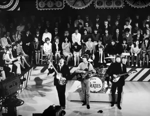 Entertrainment Prints: Winners of the Birmingham Evening Mail competition watch The Beatles at a recording of