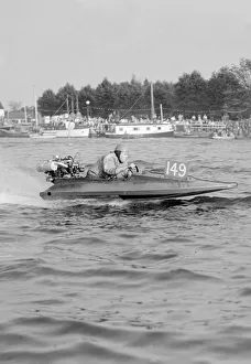The winning hydroplane in the Daily Mirror Handicap Trophy Race on Oulton Broad in