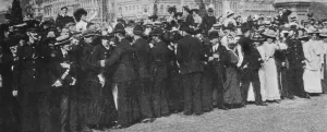 Policemen Prints: Winston Churchill and Clementine Hozier September 12th 1908 Police hold back
