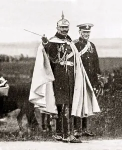 00168 Prints: Winston Churchill with a German Officer during military manouevers in Germany
