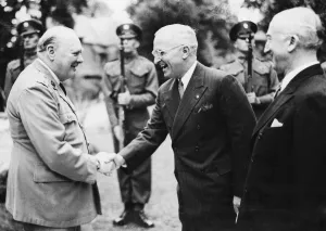 Handshake Prints: Winston Churchill greeting President Truman on arrival at the Prime Minister