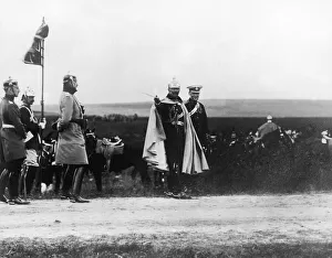 Winston Churchill with the Kaiser and a German Officer during military manouevers in