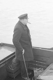 Normandy Prints: Winston Churchill lands on the Mulberry harbour on Sword Beach for a tour of inspection
