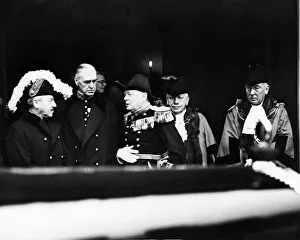 Winston Churchill leaving the Accession Council gathering at St James Palace during