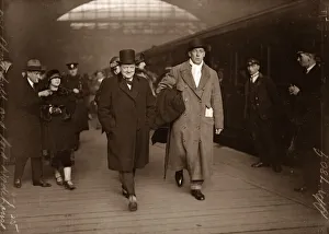 Paris Prints: Winston Churchill with Lord Wodehouse at Victoria Train Station en route for Paris