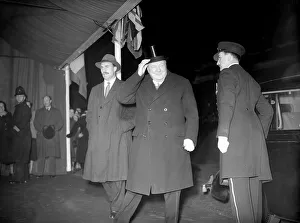Greeting Prints: Winston Churchill March 1950, arrives at Opera House in London