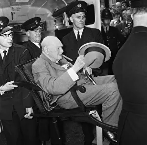 Officers Prints: Winston Churchill pictured leaving Middlesex hospital. 23rd August 1962