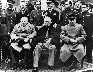 Minister Prints: Winston Churchill PM with Franklin Roosevelt and Joseph Stalin at the Yalta Conference