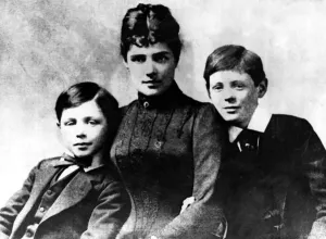00164 Prints: Winston Churchill Prime Minister pictured with his mother Jennie