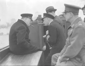 Talks Prints: Winston Churchill seen here in deep conversation with Admiral Ramsay on their way to