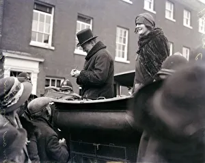 General Elections Prints: Winston Churchill is seen with his wife Clementine Churchill in an open topped car