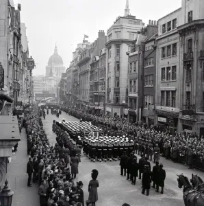 Mourning Prints: Winston Churchill State Funeral 1965 Cortege Procession moves from