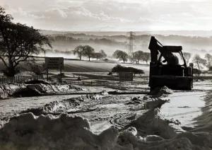 Winter weather, snow scenes, 11th January 1977 - A snow plough at work at Stagshaw