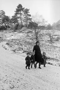 Path Prints: A winters scene on Lake Windermere in the Lake District Janaury 1946