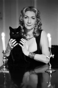 Witch, Mrs Patricia Crowther, High Priestess of the Moon Goddess pictured at her