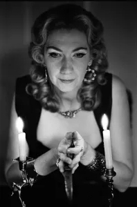 Witch, Mrs Patricia Crowther, High Priestess of the Moon Goddess pictured at her