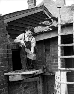 Bricklayer Prints: Woman Bricklayer 1941 women doing mens jobs during the war years Women