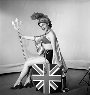 Woman dressed as Britannia. 1959