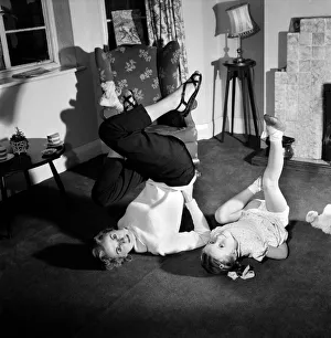 Keep Fit Prints: Woman and girl exercising Muriel Cordett and daughter Caroline (5