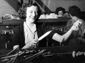 Industy Prints: Woman working in mill atHeywood, Lancs. October 1951 P000131