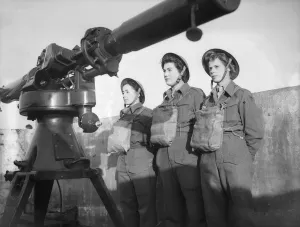 Anti Aircraft Gun Prints: Women of the ATS operating the height finder optics at an anti aircraft battery in