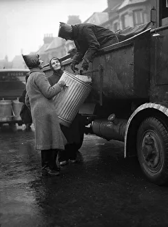 Dustman Prints: Women as dustmen empting the bins 1941 women doing mens jobs during the war years