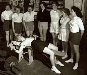 Weight Lifting Prints: Women Exercising - July 1954 Stretching weight lifting