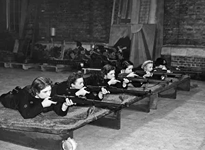 Women Royal Navy Service training at the rifle range during the Second World War