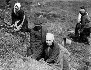 Hunger Prints: Women with scarves round their heads search a spoil heap near Manchester for fuel during
