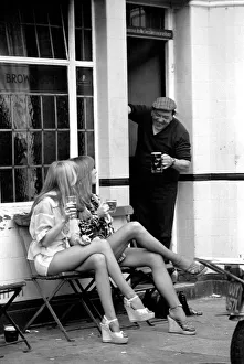Toys Prints: Two women stop at a pub to have a pint of beer while shopping on Kings Road in Chelsea