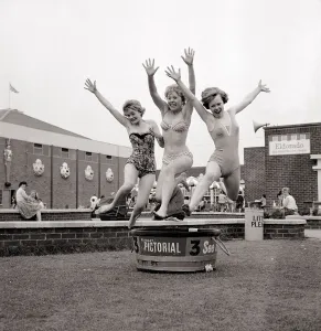 Women taking part in a Sunday pictorial sponsored Tub Race at Butlins Holiday Camp