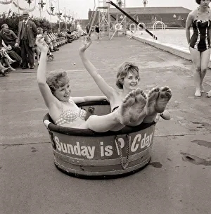 Women taking part in a Sunday pictorial sponsored Tub Race at Butlins Holiday Camp