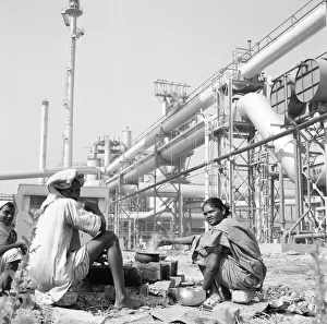 Heavy Industry Prints: Women water carrier seen here making tea for the workers at the Durgapur steel works in